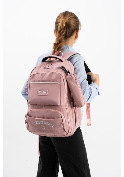 Ventis Unisex Set Okul Çantası Kalemlikli 2'li Lise Ortaokul Sırt Çantası 43 30 Cm Çok Cepli Vnt7-g Pembe