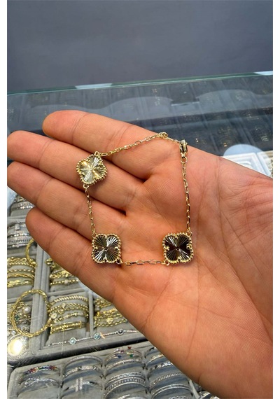 3 Lü Yonca Bileklik Altın