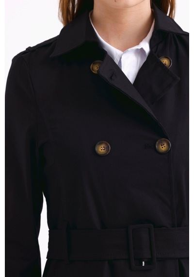 Pastelastore Esnek Pamuk Gabardin Kısa 80cm Omuz Apoletli Kemerli Kadın Trençkot 1120 Siyah Pastelastore Esnek Pamuk Gabardin Kısa 80cm Omuz Apoletli Kemerli Kadın Trençkot 1120 Siyah