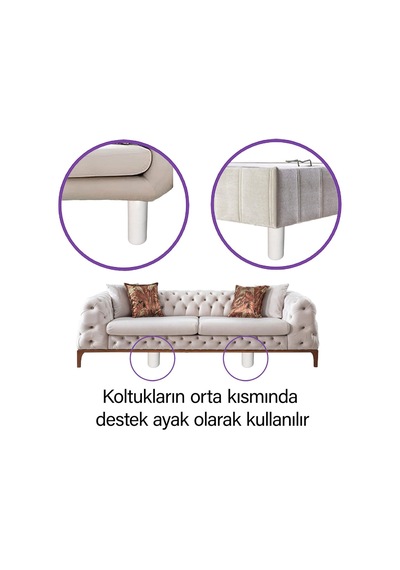 4 Adet Ayarlı Destek Ayağı 9,5x14,5 Cm Beyaz Gizli Ayak Mobilya Kanepe Baza Koltuk Dolap Tv Ünitesi