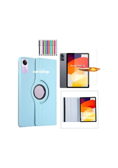 Xiaomi Redmi Pad Se 11 Inç Modeli Uyumlu 360 Dönerli Tablet Kılıfı 3lü Set Arka Kapak