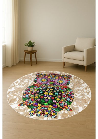 Dijital Baskı Modern Kaymaz Taban Halı H0339 Renkli