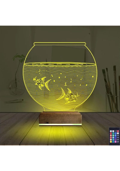 Luvivia Akvaryum Fanus Balık 3d Lamba - Masa Gece Lambası Şeffaf