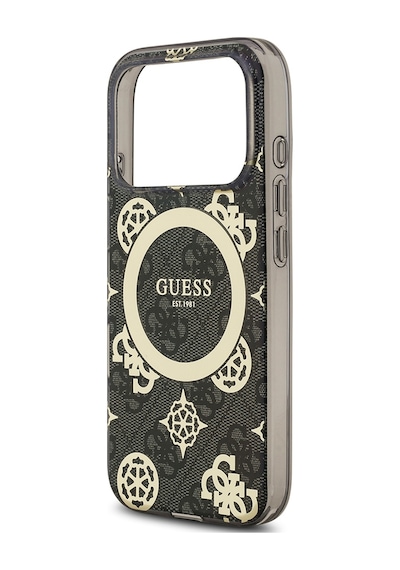 Apple Uyumlu iPhone 17 Pro Kılıf Guess Lisanslı M-safeli Iml Peony Ve 4g Desenli Klasik Logolu Kapak Siyah Siyah