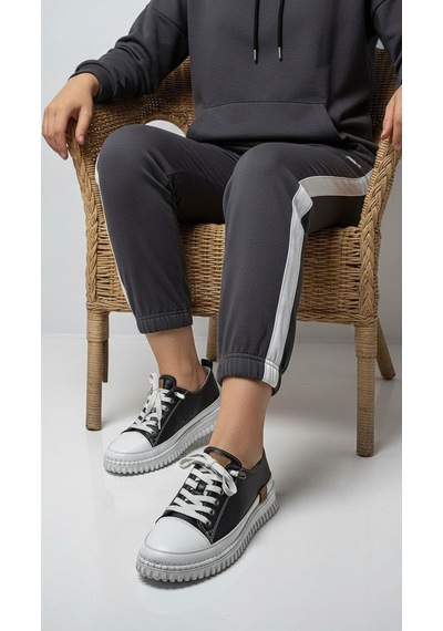 Cem Pekşen Be Fast One C-120 Kadın Günlük Deri Comfort Sneaker Beyaz - Siyah