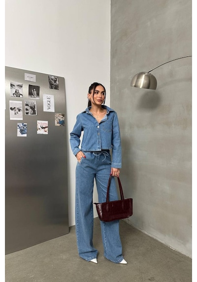 Lacarino 7888 Palazzo Kadını Jean Pantolon Lıght Blue