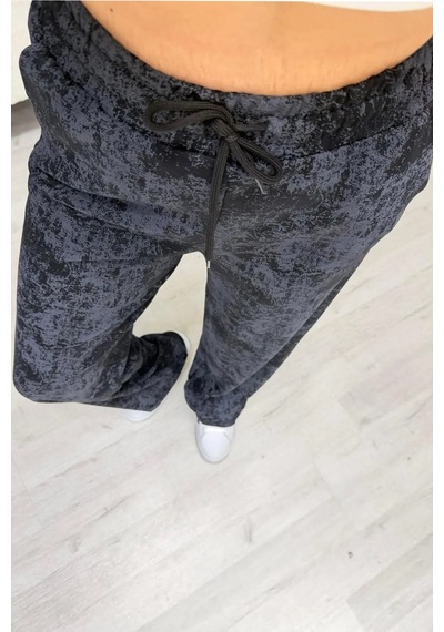 Fiolin Soft Touch Batik Boyamalı Modal Pantolon siyah