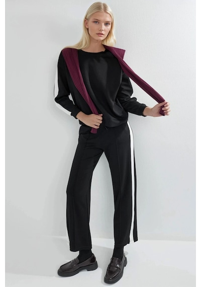 Hiccup Modal Dokulu Regular Fit Sweatshirt & Pantolon Takımı Berşan Collection Siyah
