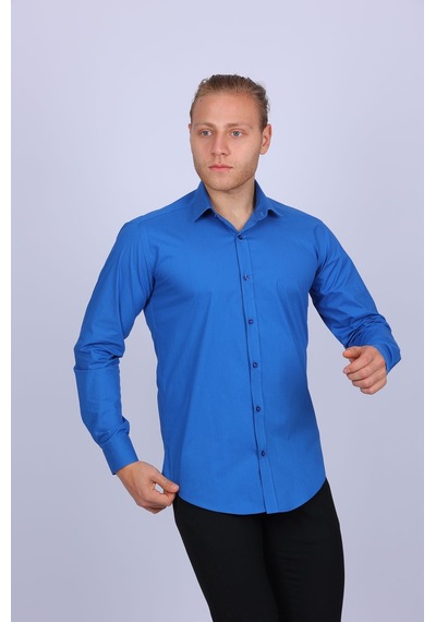 Tousus Slim Fit Saks Rengi Erkek Gömlek Slm-5069-tss Saks Mavisi