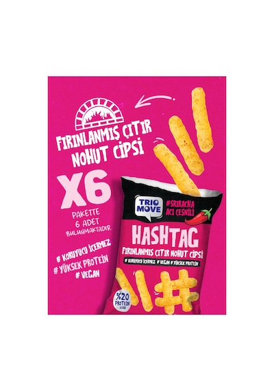 Hashtag Fırınlanmış Nohut Cipsi Sriracha Acı Çeşnili 6 Adet Trio Move