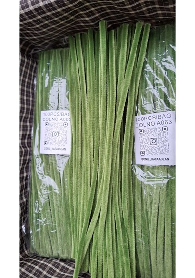 30 Cm A063 Yeşil Kod Şönil - Tüylü Hobi Çubuğu 100 Lü Paket