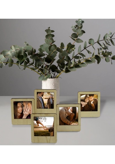 BK Gift Kişiye Özel Fotoğraflı Mini Ahşap Fotoğraf Çerçevesi(5 Ad