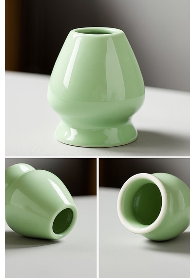 Seramik Chawan Matcha Çayı Köpürtme Kasesi Ve Whisk Matcha Tutucu Mt216 Yeşil