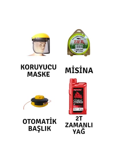 Motorlu Tırpan Seti Koruyucu Maske-misina-otomatik Başlık-yağ