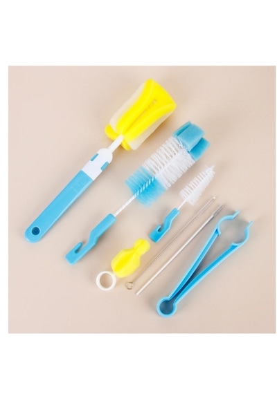 7 Parça Bebek Biberon Emzik ve Şişe Temizleme Fırçası Seti - Pipet Temizleyici & Steril Maşa Hediyeli