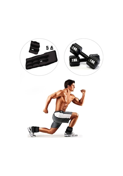 5 Kg X 2 Adet Siyah El Ayak Bileği Ağırlığı + Dambıl Set Siyah