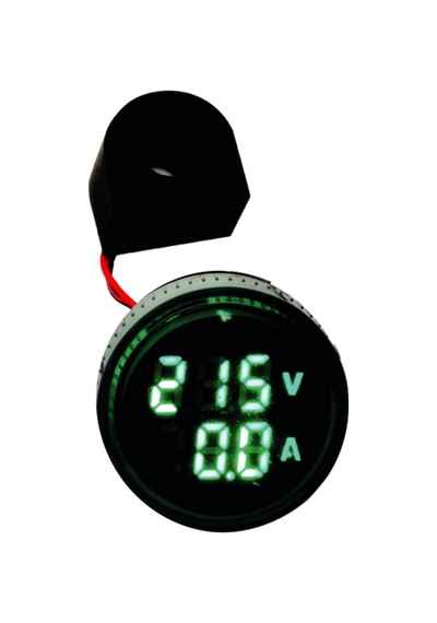 Ampermetre - Voltmetre 22 MM Akım Trafolu 220V Yeşil