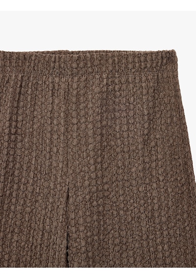Koton Bürümcük Kumaş Geniş Paça Pantolon Kahverengi 7wkg40078ak Kahve