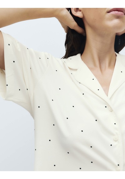 Marks & Spencer Desenli Pijama Takımı T37004643f Krem Mix