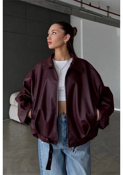 Karabulut Kadın Oversize Deri Ceket Oversize Fermuarlı Kemer Detaylı Günlük Kadın Ceket Bordo Bordo&burgundy Bordo&Burgundy Karabulut Kadın Oversize Deri Ceket Oversize Fermuarlı Kemer Detaylı Günlük Kadın Ceket Bordo Bordo&burgundy Bordo&Burgundy