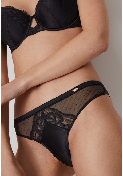 Marks & Spencer Dantel Detaylı İpek Brazilian Külot T81006470A Siyah