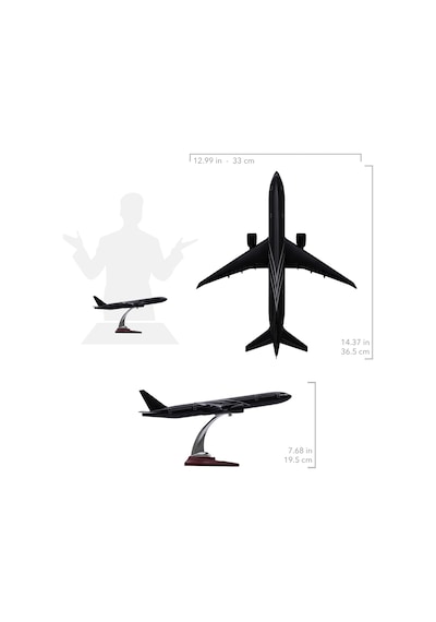 Zekupp - Maket Uçak - Boeing 777-300 1/200 - SİYAH ÖZEL TASARIM Model Uçak