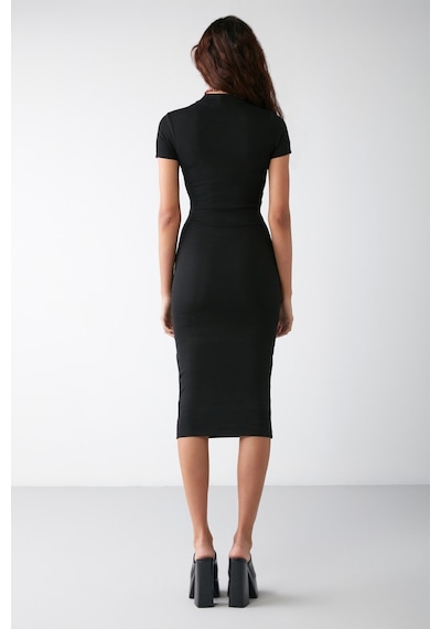 Grımelange Layana Bodycone Slim Fit Siyah Tekli Elbise