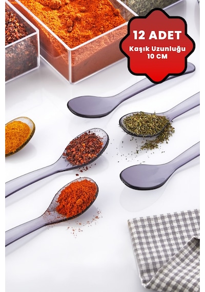 Mithra Life 12 Li Gri Baharat Bal Ve Servis Kaşığı Mıt1138 Gri