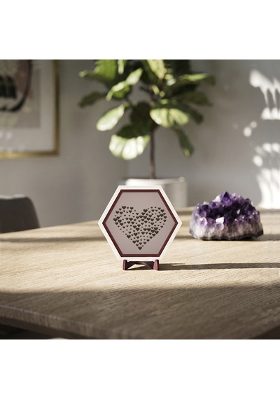 Estetik Kalp Mozaiği Masaüstü Süsü, Yaşam Alanlarınıza Pozitif Enerji Katan Modern Bir Tasarım 10x10 Cm, Yavru Ağzı