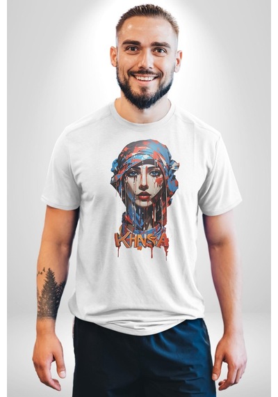 Khansa Eşarp Kadın Tasarımı Unisex Unisex Beyaz Organik Baskılı T-shirt Penye Yüksek Kalite Beyaz
