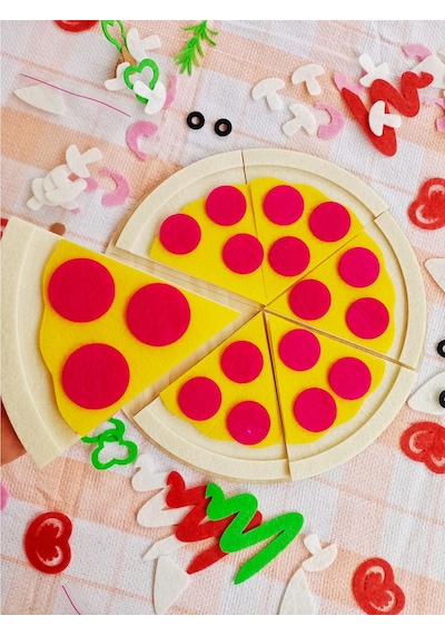 Keçe Pizza Oyun Seti Montessori Aktivite