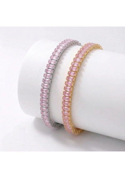 Moncuk Design 5mm Pembe Zirkon Taşlı Ayarlanabilir Su Yolu Kadın Bileklik 3351kbv4d1 Sarı