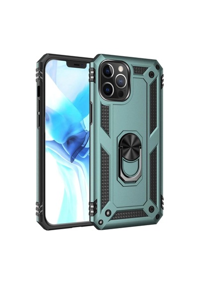 Apple İphone 12 Pro Max Kılıf Sofya Yüzüklü Silikon Kapak - Yeşil