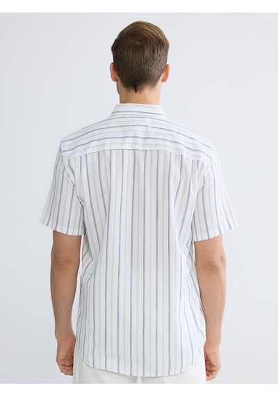 Lcwaıkıkı Classic Bej Regular Fit Çizgili Erkek Gömlek