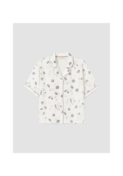 Lcw Dream Ekru Gömlek Yaka %100 Pamuklu Kadın Şortlu Pijama Takımı
