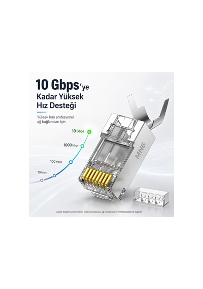 Mn119xf Cat7 Ftp Sftp Ez Rj45 Konnektör 3 Adet Metal Gövdeli Kalın Kablo Uyumlu