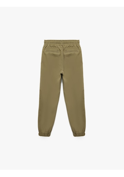 Koton Pamuklu Beli Bağcıklı Cepli Jogger Gabardin Pantolon Yeşil 6skb40018tw Yeşil