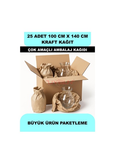 25 Adet 100cm X 140cm 100 Gr. Kraft Ambalaj Kağıdı, Çeyiz Ev Eşyası Hediye Ürün Paketleme, Çocuk Etkinlikleri