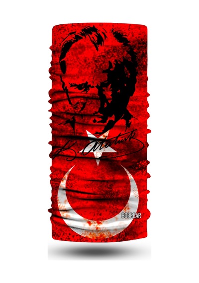 Bobrear Atatürk İmzalı Türk Bayrağı Desenli Çok Amaçlı Buff Bandana Boyunluk Çok Renkli