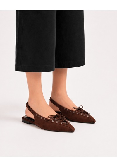 Dadwolf Kadın Süet Bağcıklı Slingback Babet Sivri Burun Arkası Açık Günlük Ayakkabı Kahverengi Dadwolf Kadın Süet Bağcıklı Slingback Babet Sivri Burun Arkası Açık Günlük Ayakkabı Kahverengi