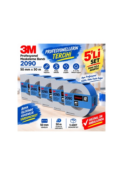 2090 Mavi Profesyonel Maskeleme Bandı 50 Mm 5 Adet