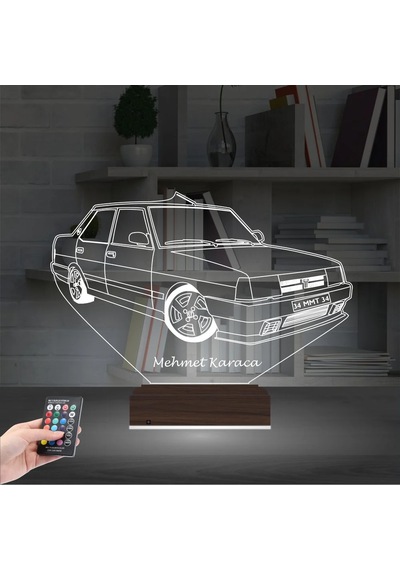 Luvivia Fiat Tofaş Doğan Tofaşk Araba Kişiye Özel 3d Lamba - Masa Gece Lambası Şeffaf