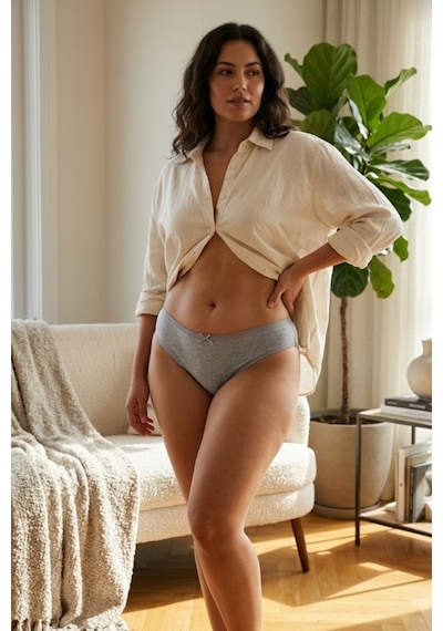 Aura Collections Kadın 6'lı Paket Pamuklu Bikini Külot Esnek Yumuşak İz Yapmaz İç Çamaşırı Gri