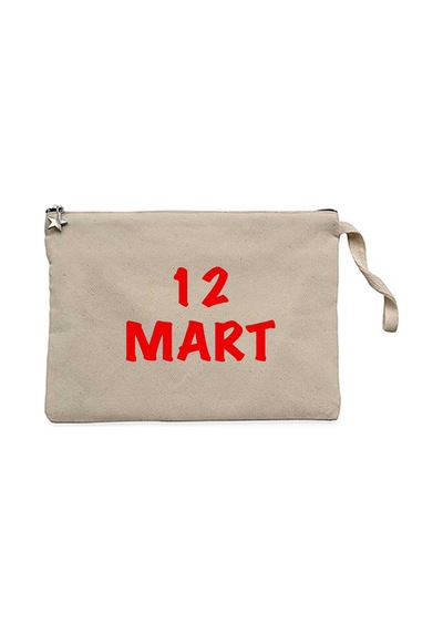 12 Mart Krem Clutch Astarlı Cüzdan / El Çantası