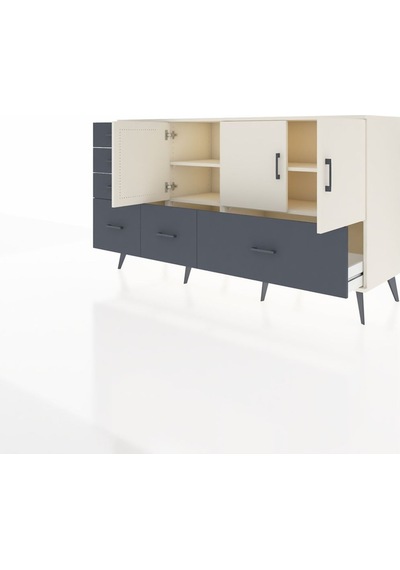 Kronos Konsol 4 Raflı 6 Çekmeceli 3 Kapaklı 176x59x99 Aytaşı-ayta Aytaşı-aytaşı/antrasit