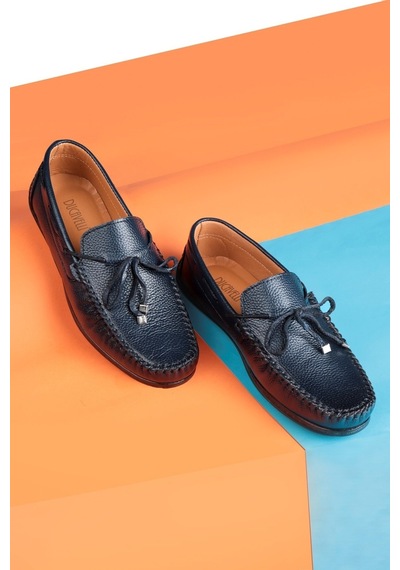 Borde Hakiki Deri Erkek Günlük Ayakkabı, Loafer Ayakkabı, Hafif Ayakkabı