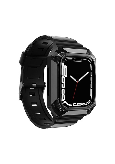 Apple Uyumlu  Watch  7 45mm Zore Krd-88 Sert Pc Kasa Koruyuculu Silikon Kordon