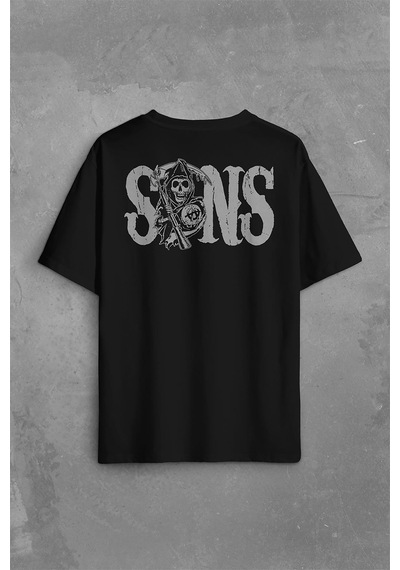 Sons Of Anarchy Redwood Anarşi Eylem Sırt Ön Baskılı Oversize Tişört Unisex T-shirt 001