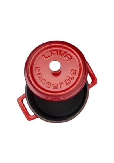 Metal Döküm Mini Tencere, 10 Cm, 0.35 L Hacim, Kırmızı 12v