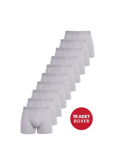 Astrid T Delux Serisi Normal Bel Rahat Tarz Casual Giyim Erkek Gri Boxer 10'lu Paket Pamuklu Likralı